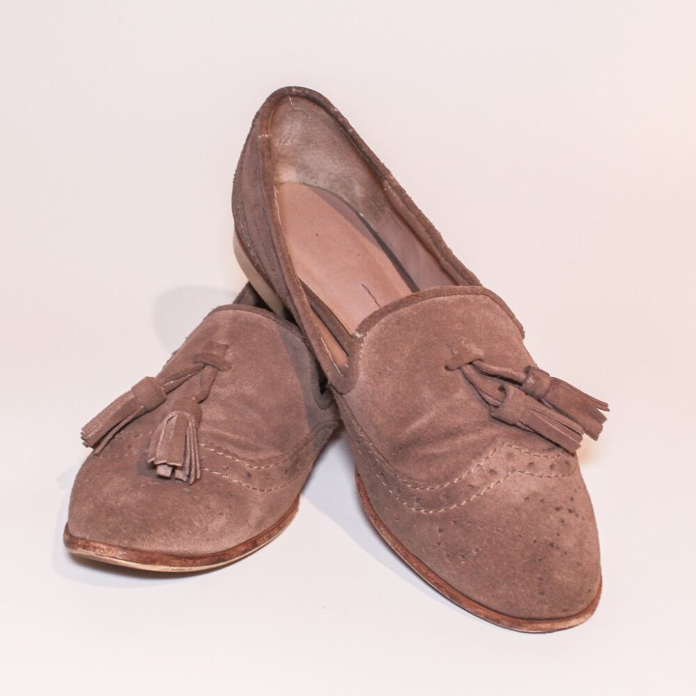 DV by Dolce Vita | Suede Pointed Oxford Style Loafers | Beige
